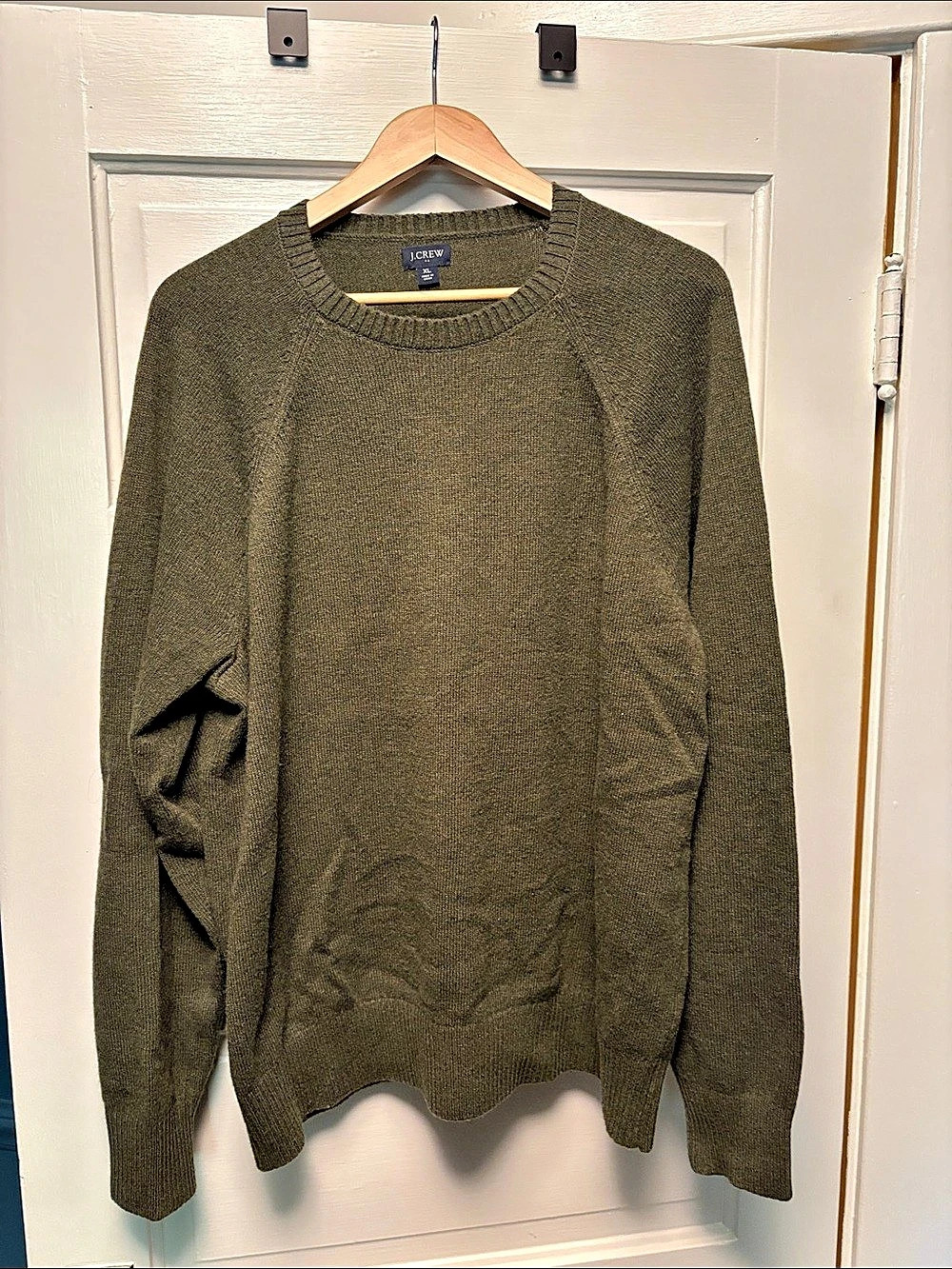 J.Crew Men's Crewneck Knit Sweater in Olive Green Size XL Like New